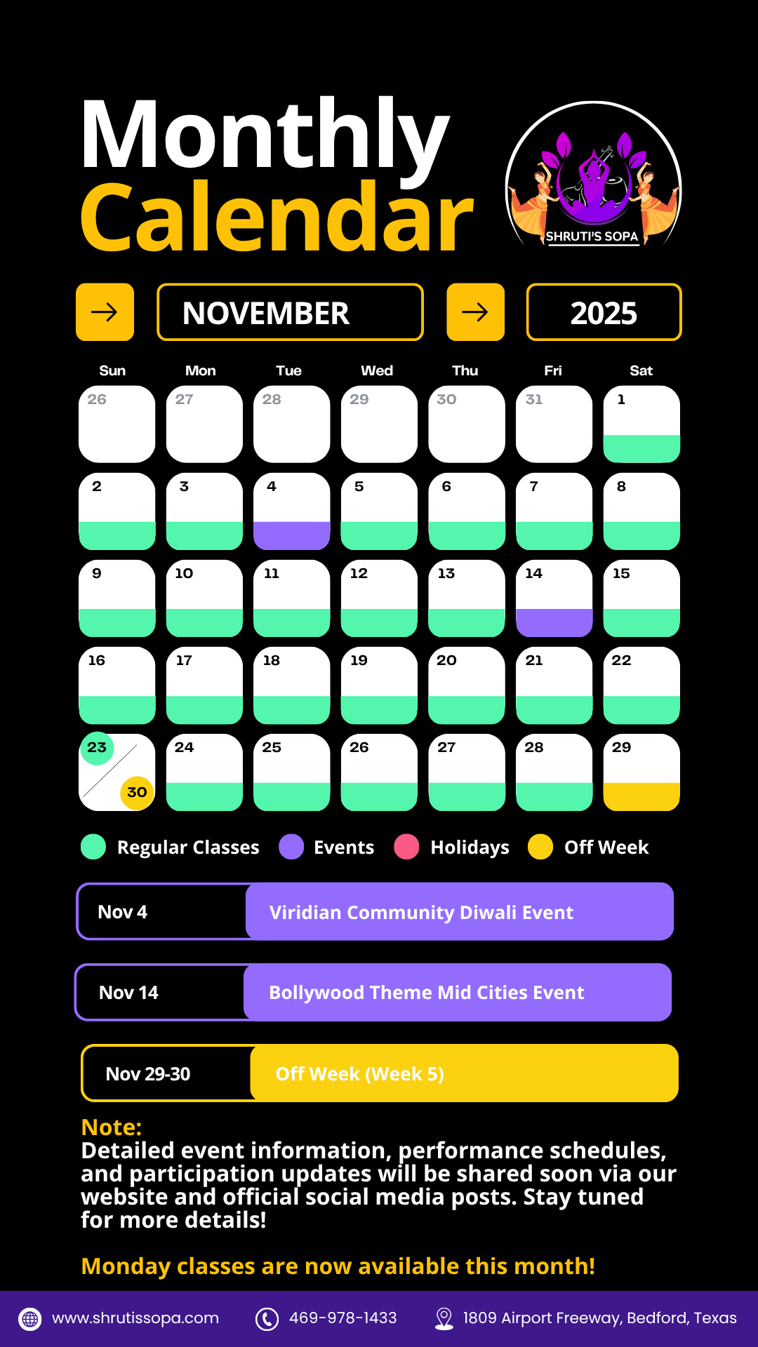 November - 2025 - Monthly Calendar Updated